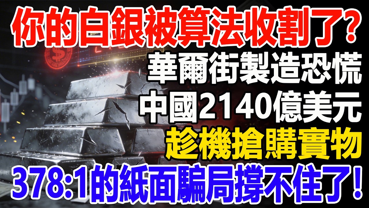 你的白銀被算法收割了？華爾街製造恐慌，中國2140億美元趁機搶購實物，378:1的紙面騙局快撐不住了！#白銀#黃金#貴金屬#美元#現貨價格#投資#理財#黃金#銀行#經濟學#金融#理財#比特幣#etf