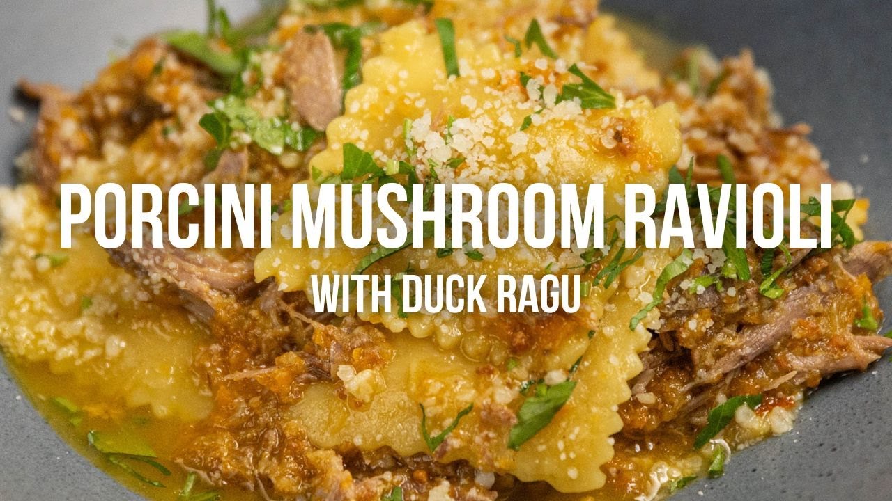 Porcini Mushroom Ravioli with Duck Ragu