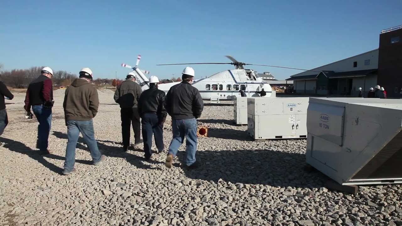 HVAC installation by Helicopter