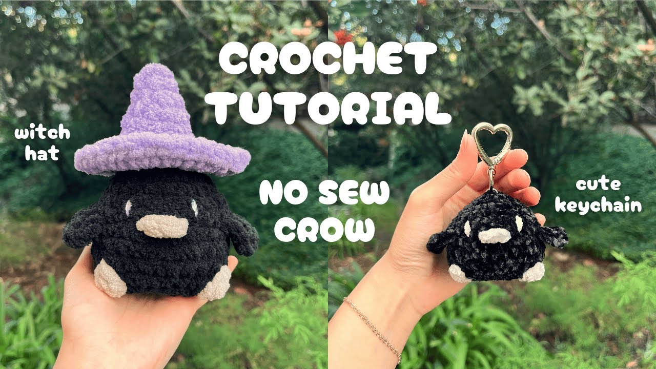🎃Crochet Witch Crow ♡ Easy NO SEW Tutorial (+ free pattern)