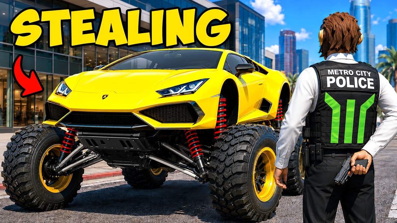 Stealing MONSTER LAMBORGHINI as a Fake Cop sa GTA 5