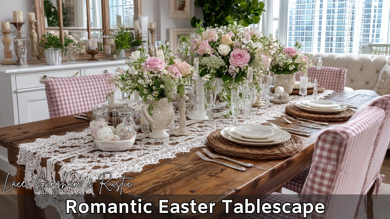 Romantic Easter Tablescape 2026 🐣 Lace Layers, Gingham & Rustic Charm
