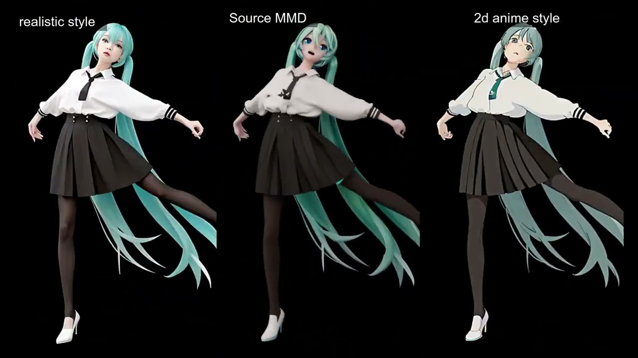 ControlNet1.1 test AI animation - MMD turning  Realistic and anime style