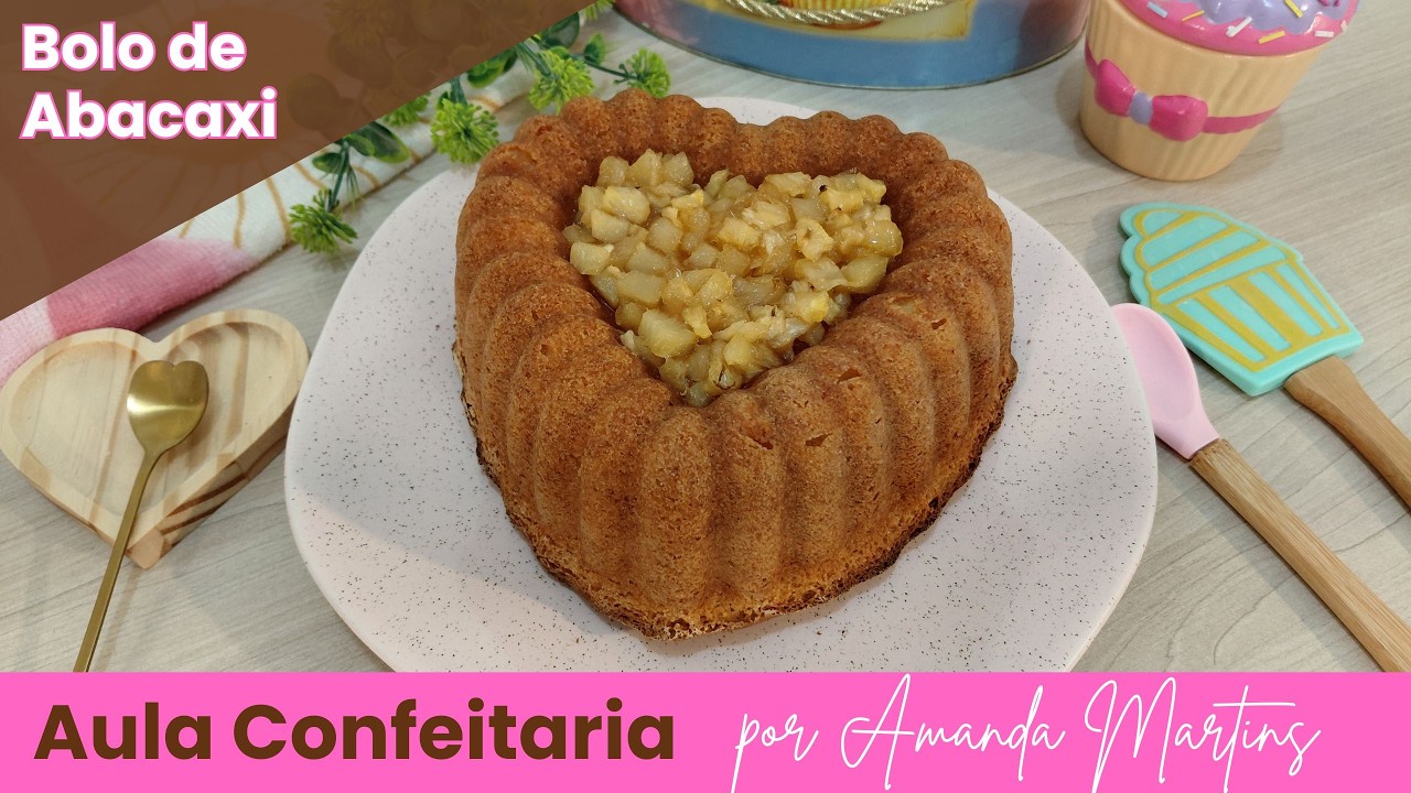 RECEITA BOLO DE ABACAXI SIMPLES – SUPER FOFINHO – FÁCIL E RÁPIDO DE FAZER – POR AMANDA MARTINS