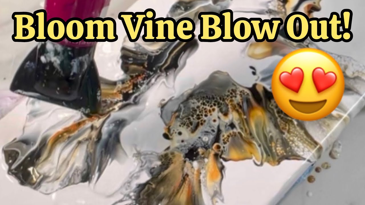 415. Выдувание цветущей лозы, урок по акриловой живописи #fluidart #abstractart