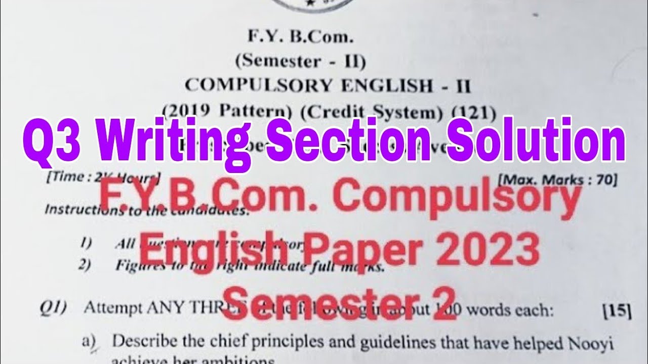 Q3 F.Y.B.Com Compulsory English Paper Solution Resume Letter Writing Blog And Report  Writing Sem 2