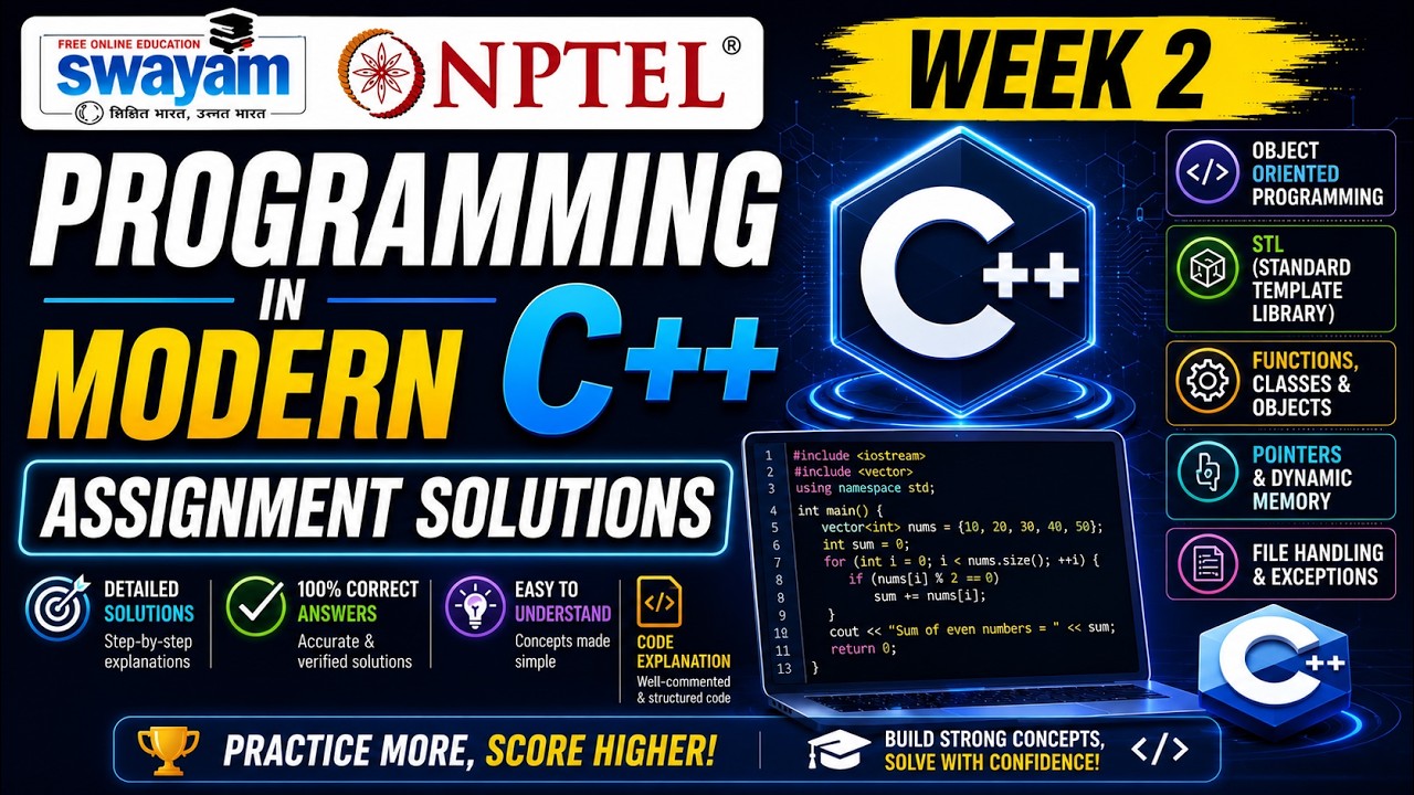 Programming in Modern C++ Week 2 Assignment Answers 2026 | NPTEL July 2026 | 100% Correct