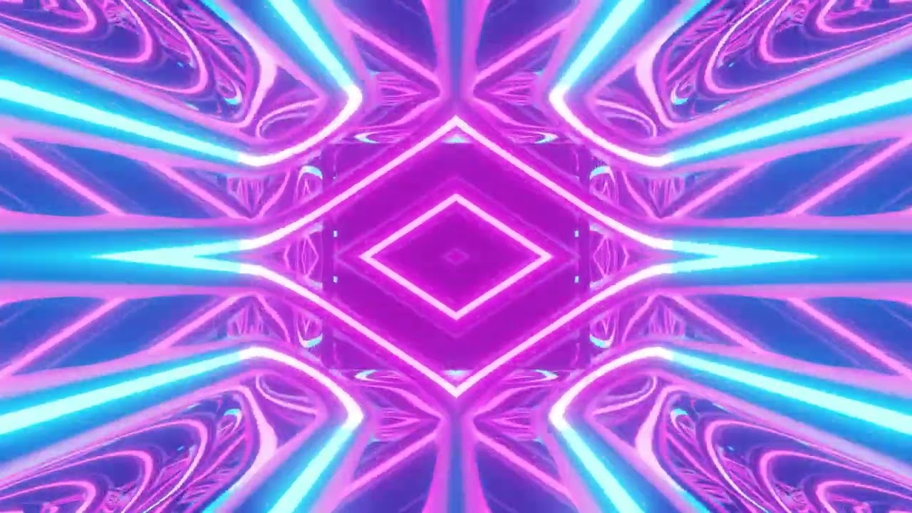 Abstract Neon Light Mirror Room Background 🌈 Seamless Reflective Neon Visuals | 6 Hours 4K 60FPS