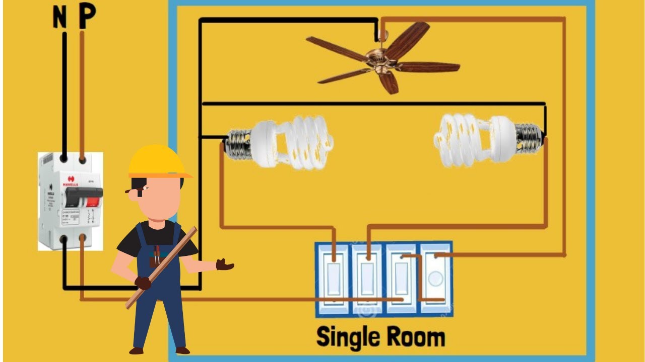 single room electrical wiring diagram || electrical switch board wiring