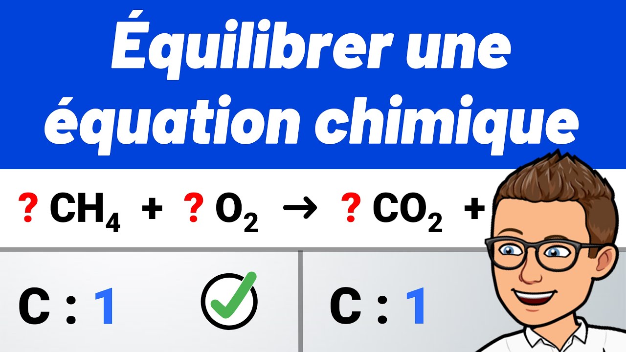 Comment ÉQUILIBRER UNE ÉQUATION CHIMIQUE ? 🎯 Exemple simple ! ✅ CH4 + O2 → CO2 + H2O