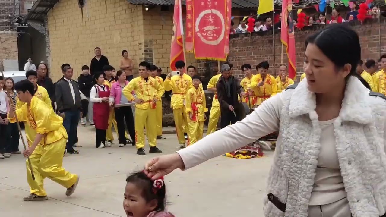 中国广西祠堂舞狮和武术表演 #china #kungfu #lion #culture 