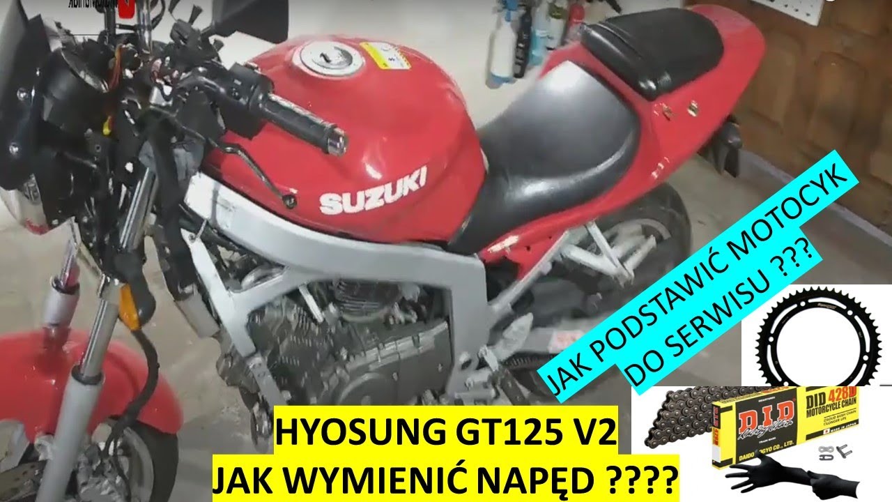 SERWIS HYOSUNG GT125 WYMIANA NAPĘDU DID SUPERSPROX wymiana oleju. Jak postawić  motocykl do serwisu?