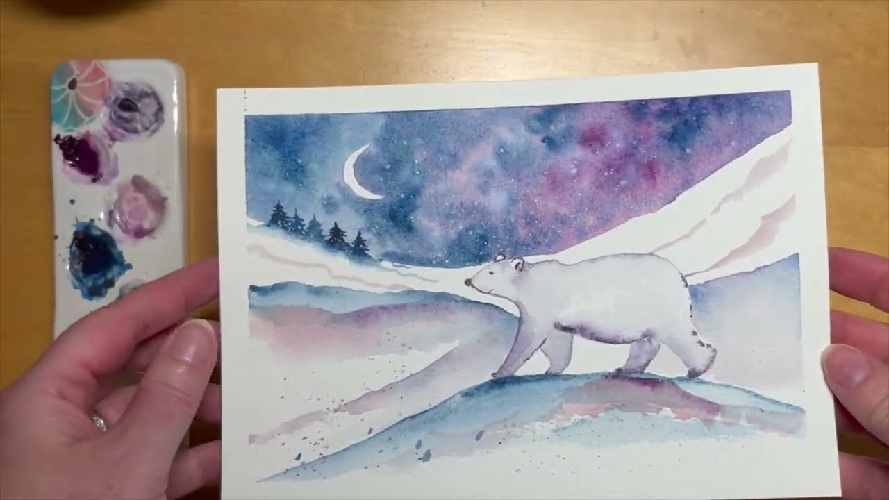 Peindre un ours polaire en balade à l'aquarelle