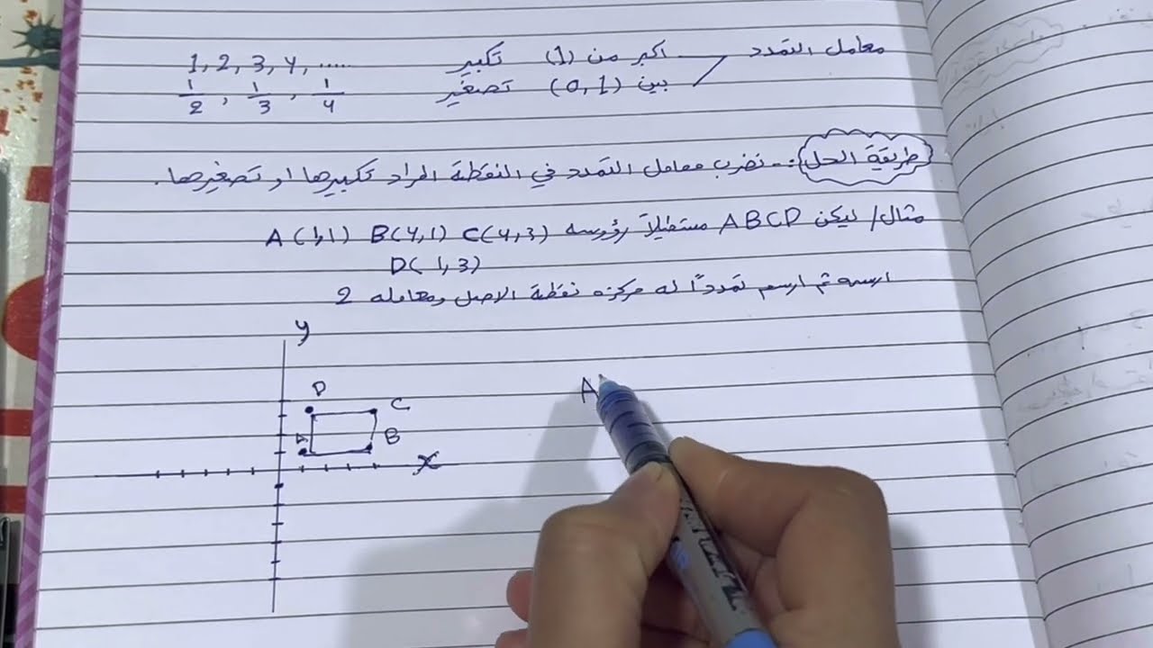 تأثير المعدل (المقياس )على المحيط والمساحة (التكبير والتصغير )رياضيات الاول متوسط ص 34 ، ست مريم