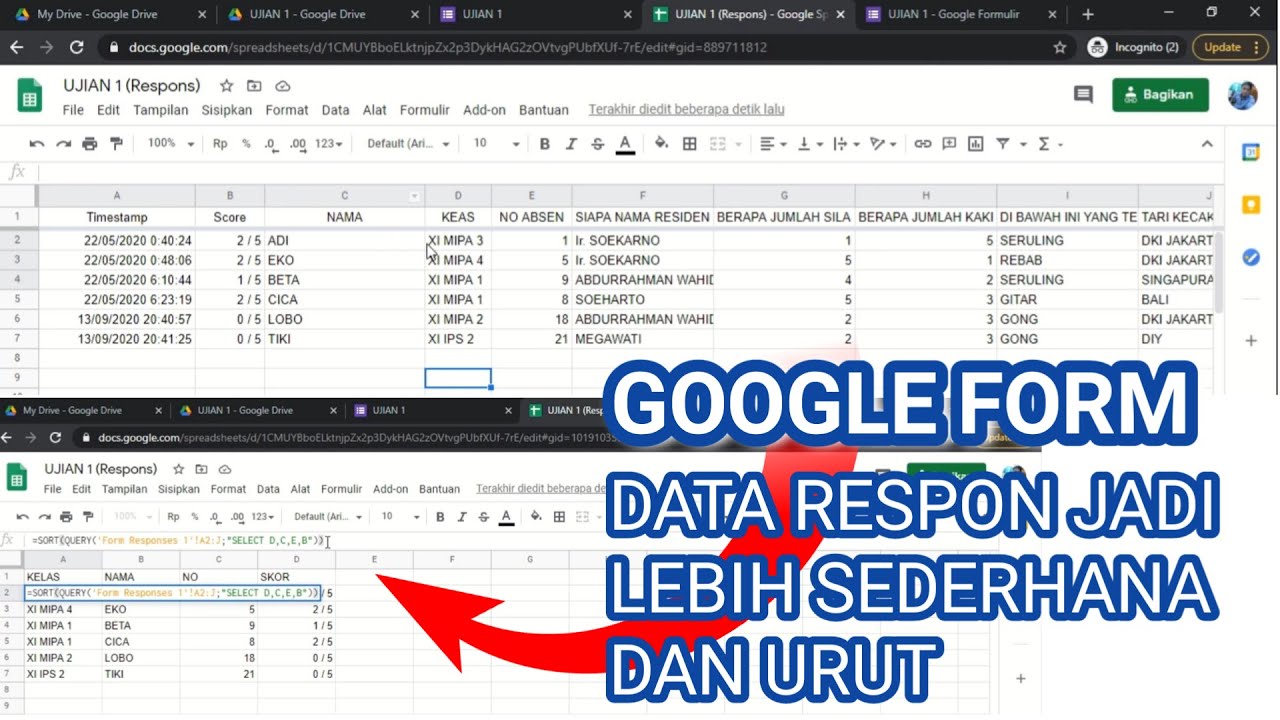 mengolah respon hasil google form mudah, benar dan otomatis