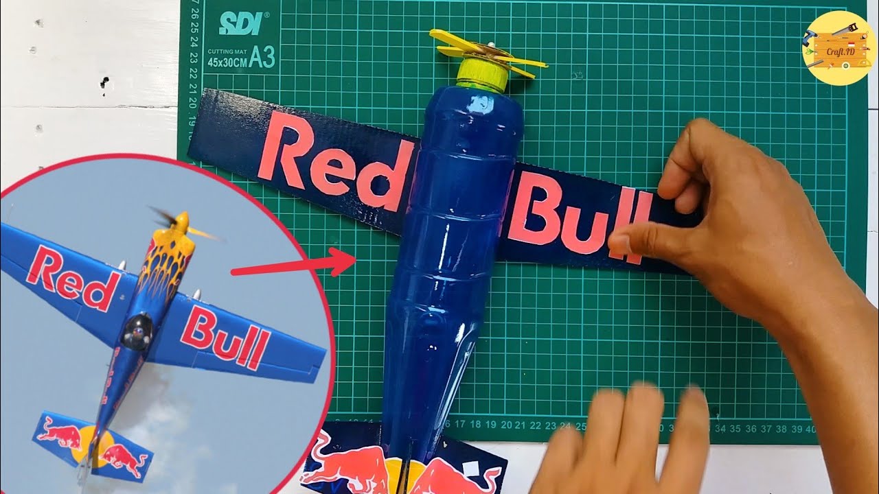 How to Make Redbull Aerobatic plane out of Plastic Bottle | Pesawat Akrobatik dari Botol Bekas