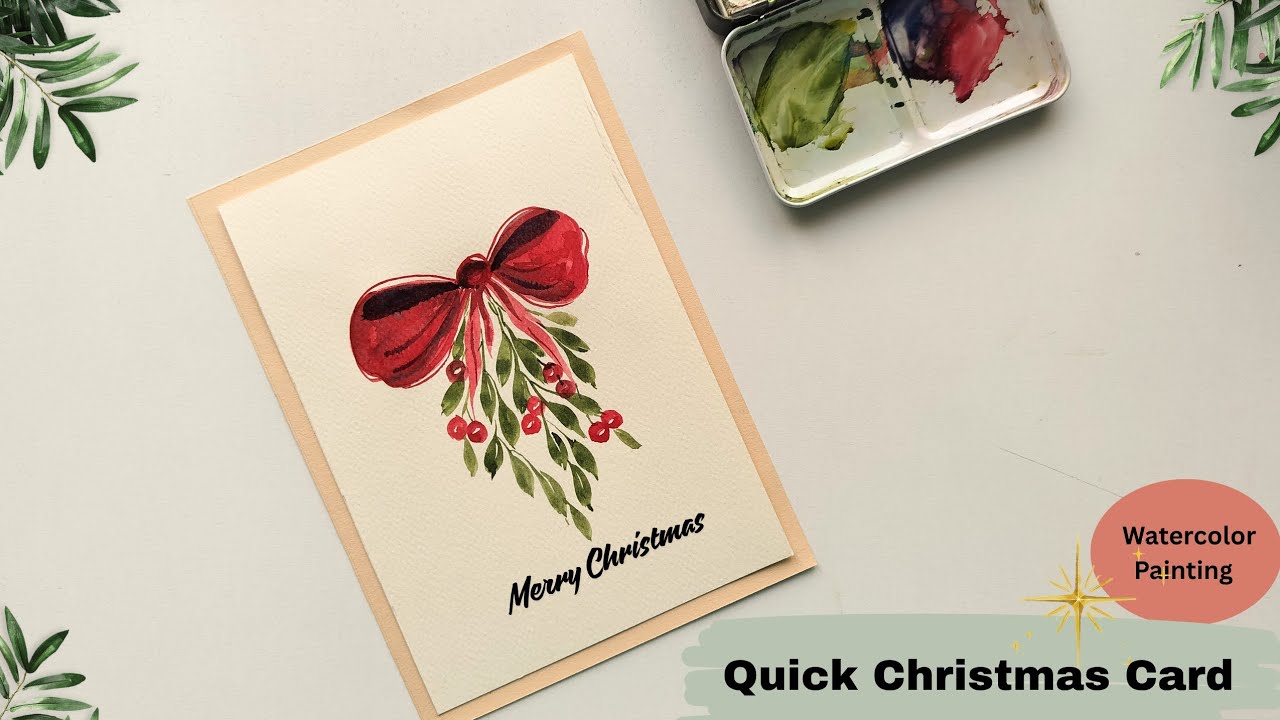 How to paint a DIY christmas Card. Last minute watercolor christmas greeting card.