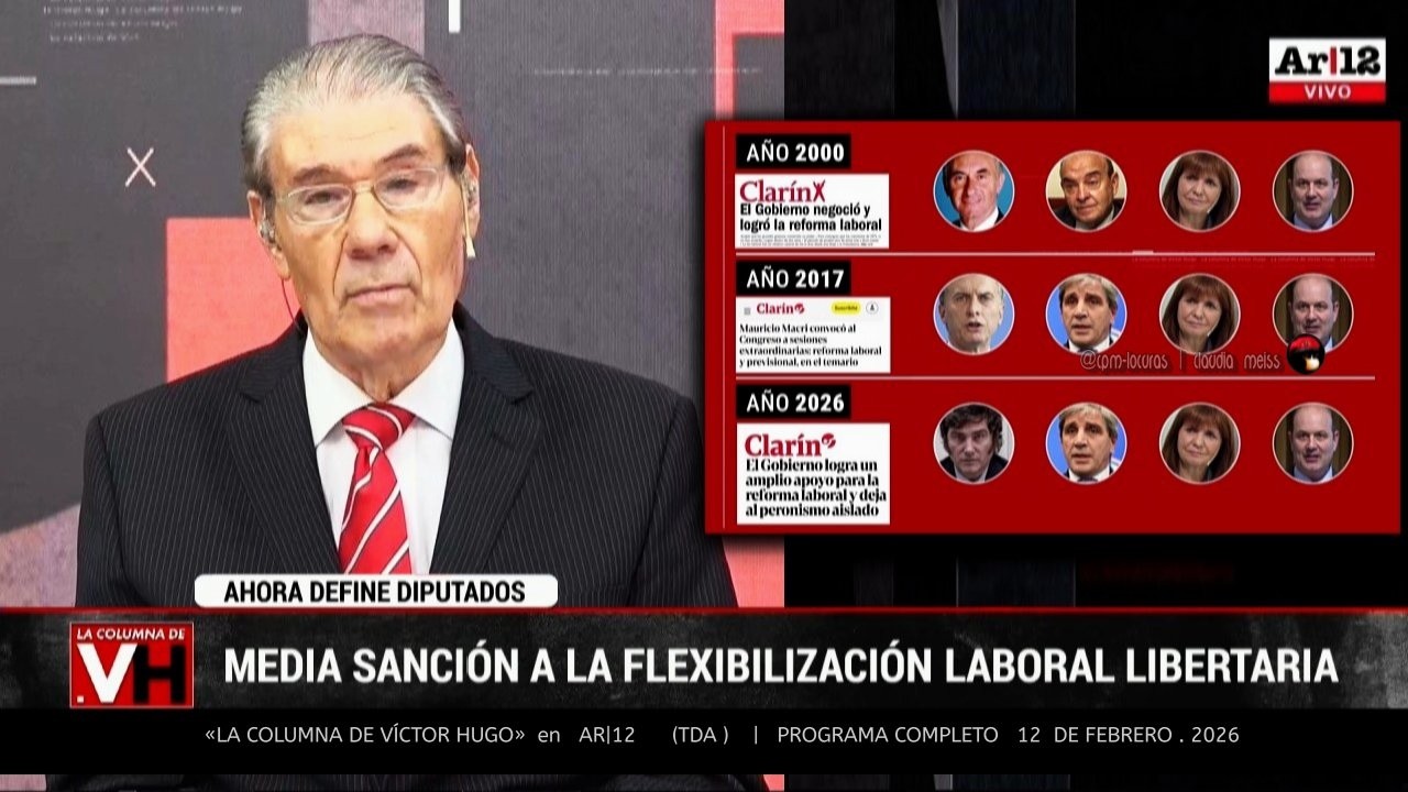 «LA COLUMNA DE VÍCTOR HUGO» en AR|12 (TDA) | Programa completo 12 de febrero 202