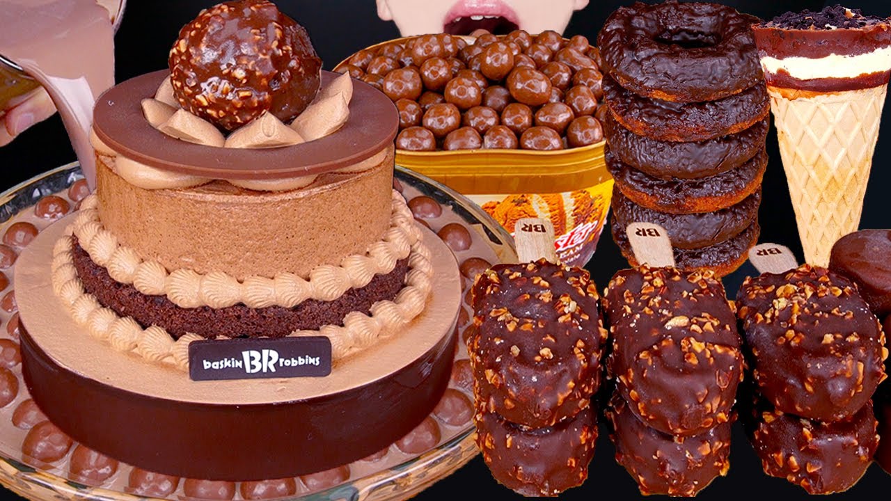 ASMR MALTESERS CHOCOLATE ICE CREAM CAKE MAGNUM DOUGHNUTS NUTELLA DESSERT MUKBANG 먹방咀嚼音 EATING SOUNDS