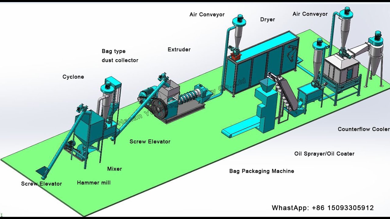 Complete floating fish feed production line with capacity 200-300kg per hour