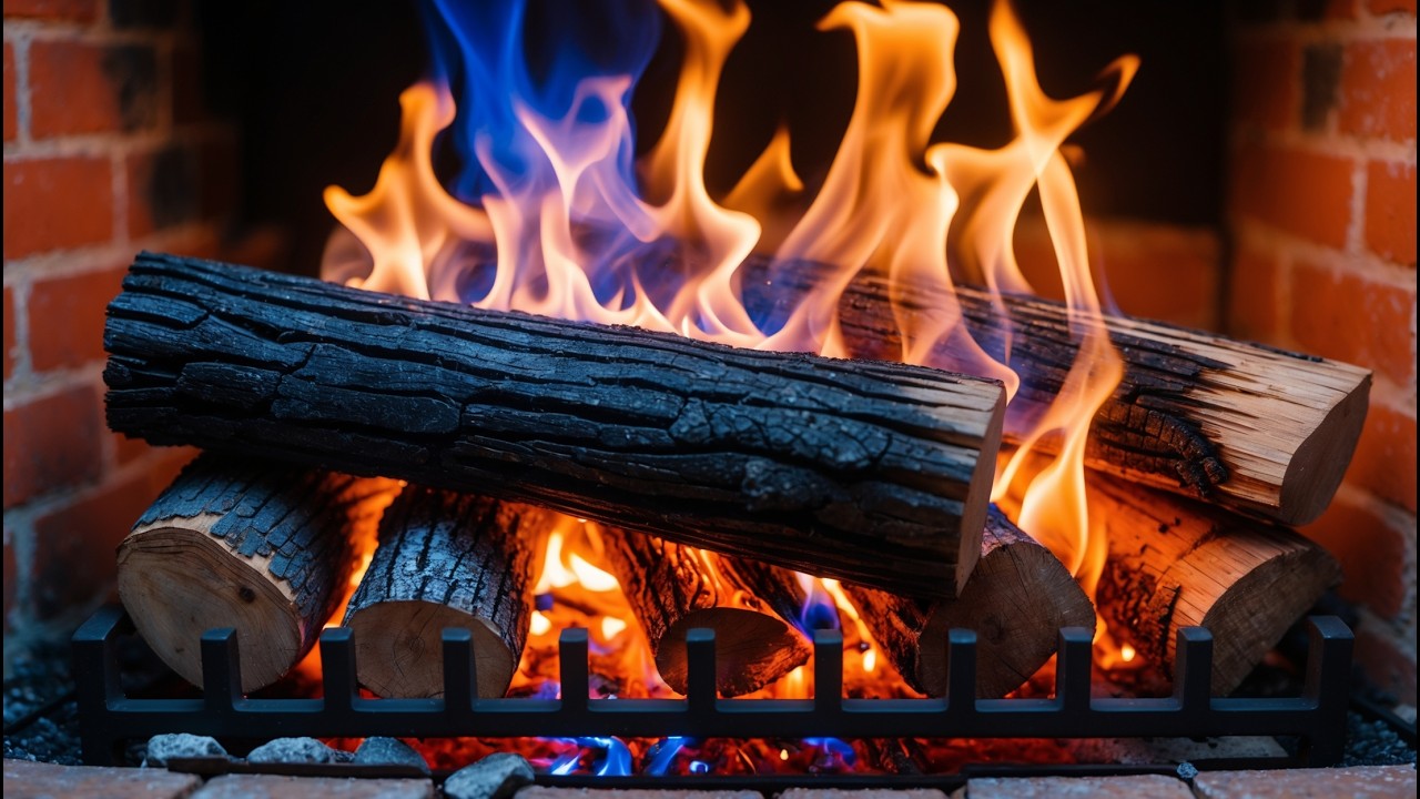 Deep Night Blue Fireplace Glow for Stress Relief and Gentle Inner Calm