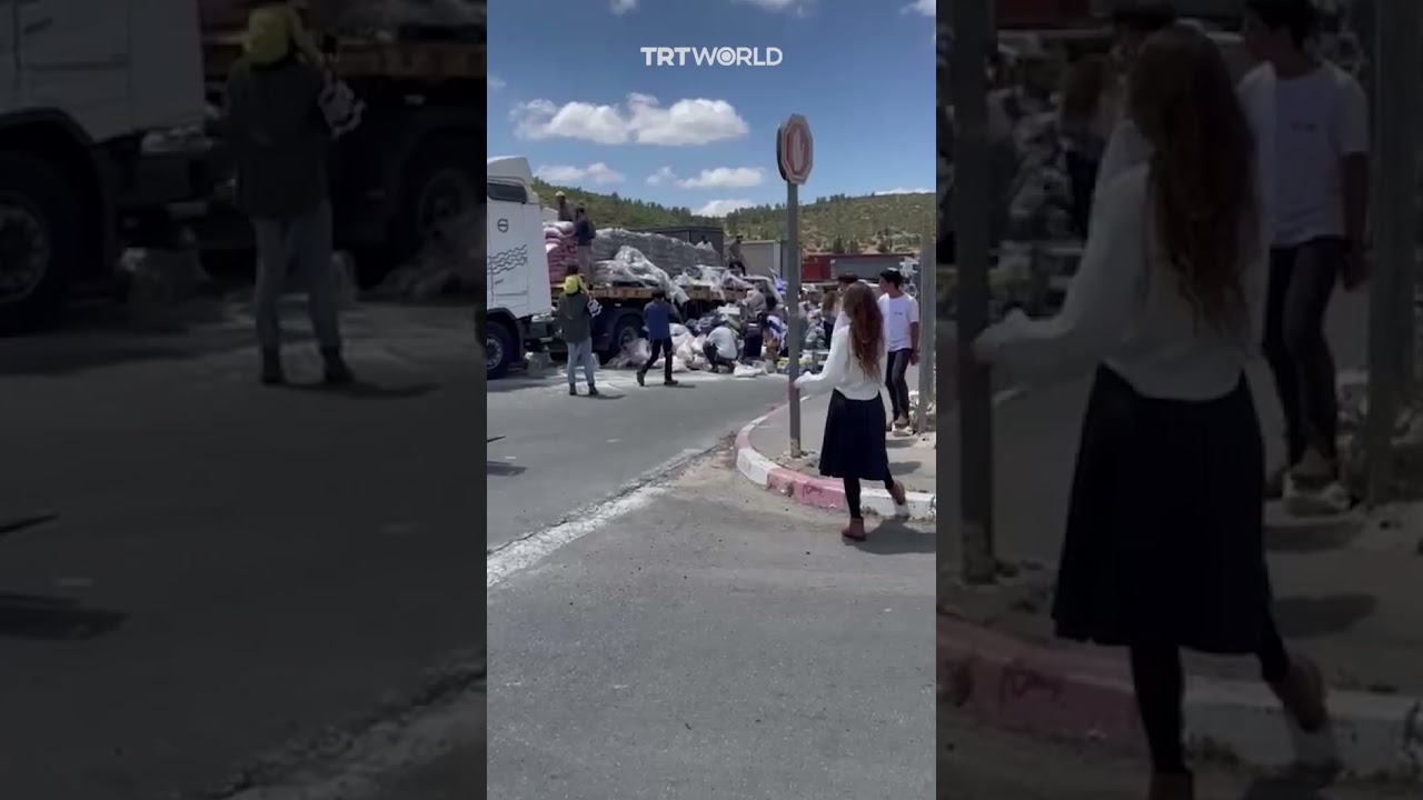 Illegal Israeli settlers vandalised aid trucks on the way to Gaza