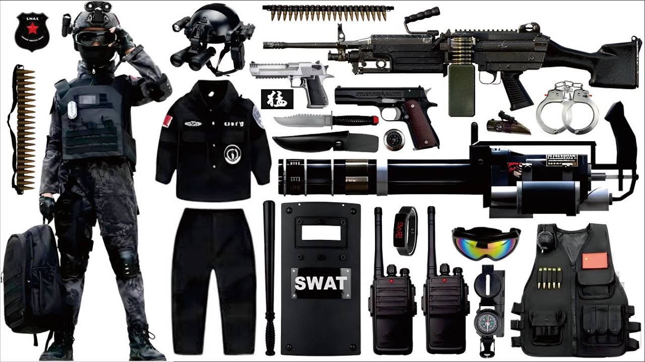 Open the box to collect toy guns, M249 light machine guns, Gatling machine guns,Glock pistols, bombs