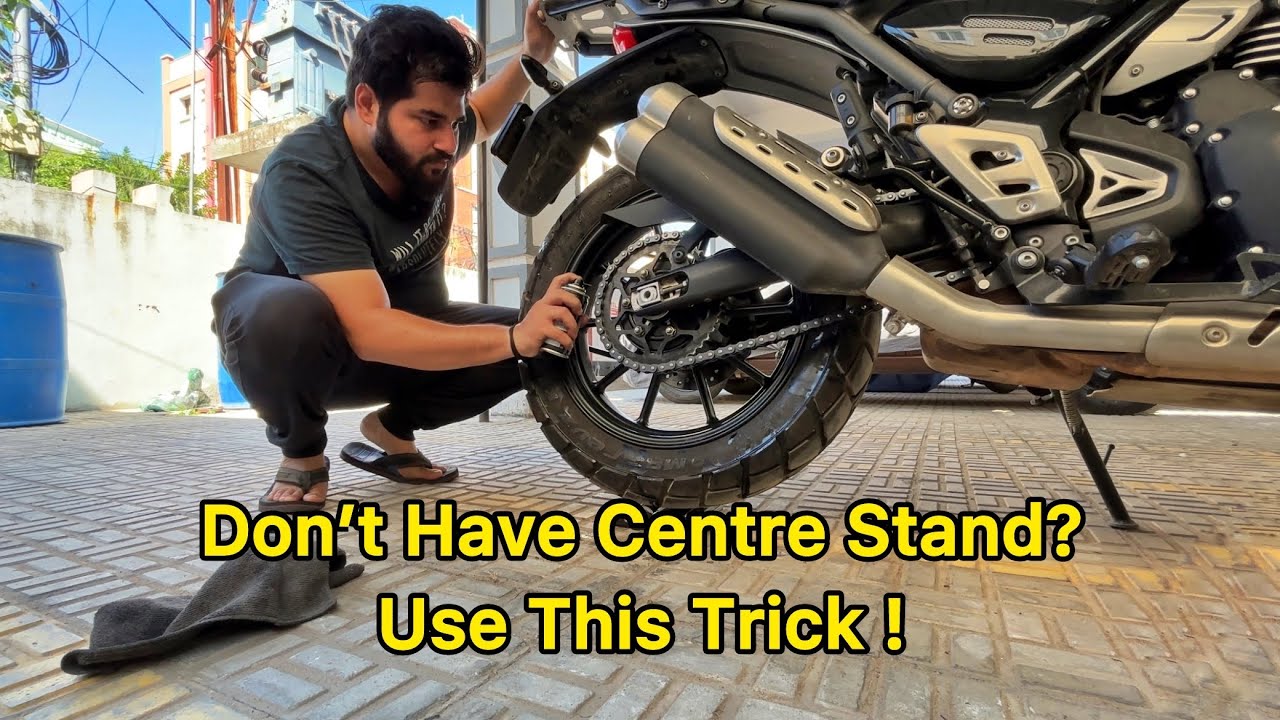 Chain Cleaning & Lubing on My Own Without Center Stand | Triumph Scrambler 400X | Sagar Tumkur