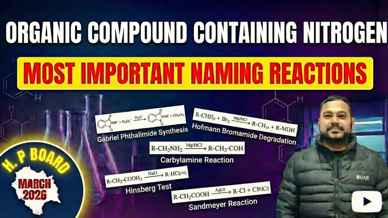 HP Board 12th Chemistry naming Reactions || Organic Compound Containing Nitrogen