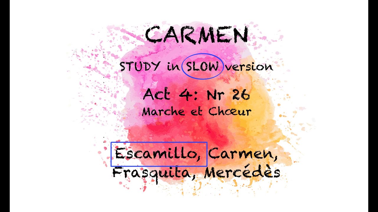 STUDY Carmen: Act4/26 | Marche et Chorus | ESCAMILLO HIGHLIGHTED | SLOW Version | Opera Karaoke