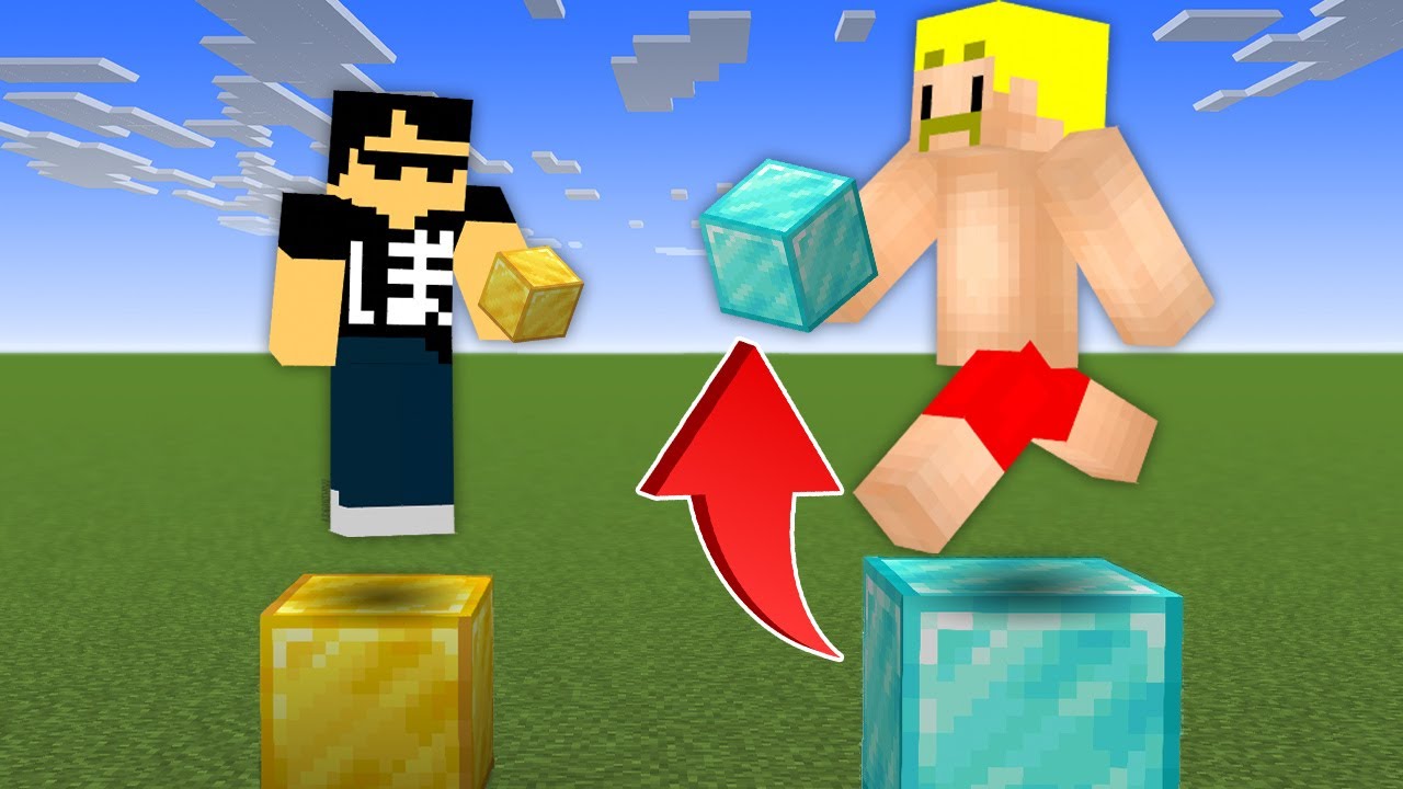 ジャンプすると足元のブロックが手に入る世界でサバイバル【マイクラ】