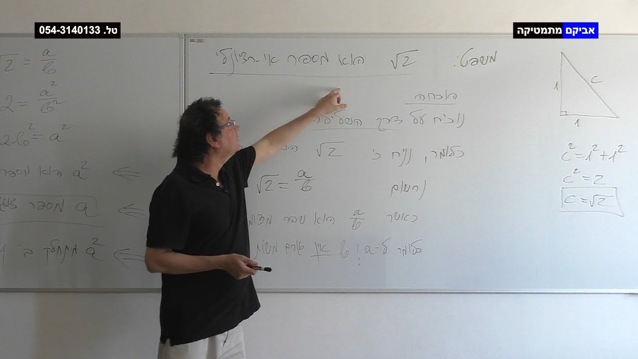 הוכחת המשפט: שורש 2 הוא מספר אי רציונלי