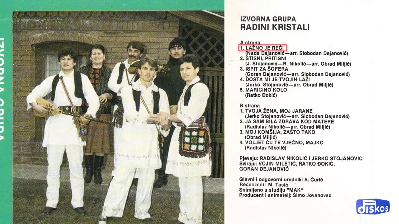 Izvorna Grupa Radini Kristali - Lazno je reci - (Audio 1987)