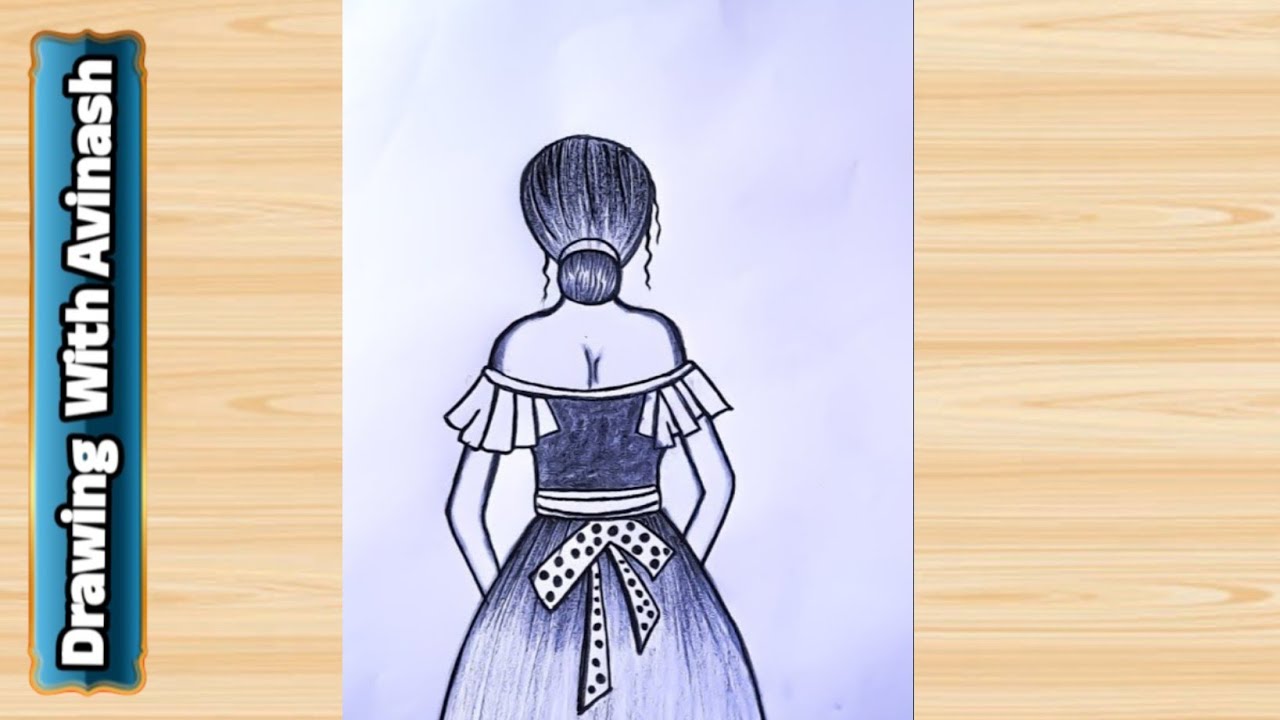 Girl Backside Drawing With Beautiful Dress 🙏| Girl Drawing With Pencil |Girl Drawing| Pencil Drawing
