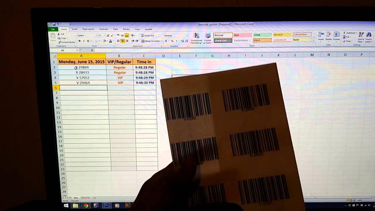 Excel Barcode Scanning