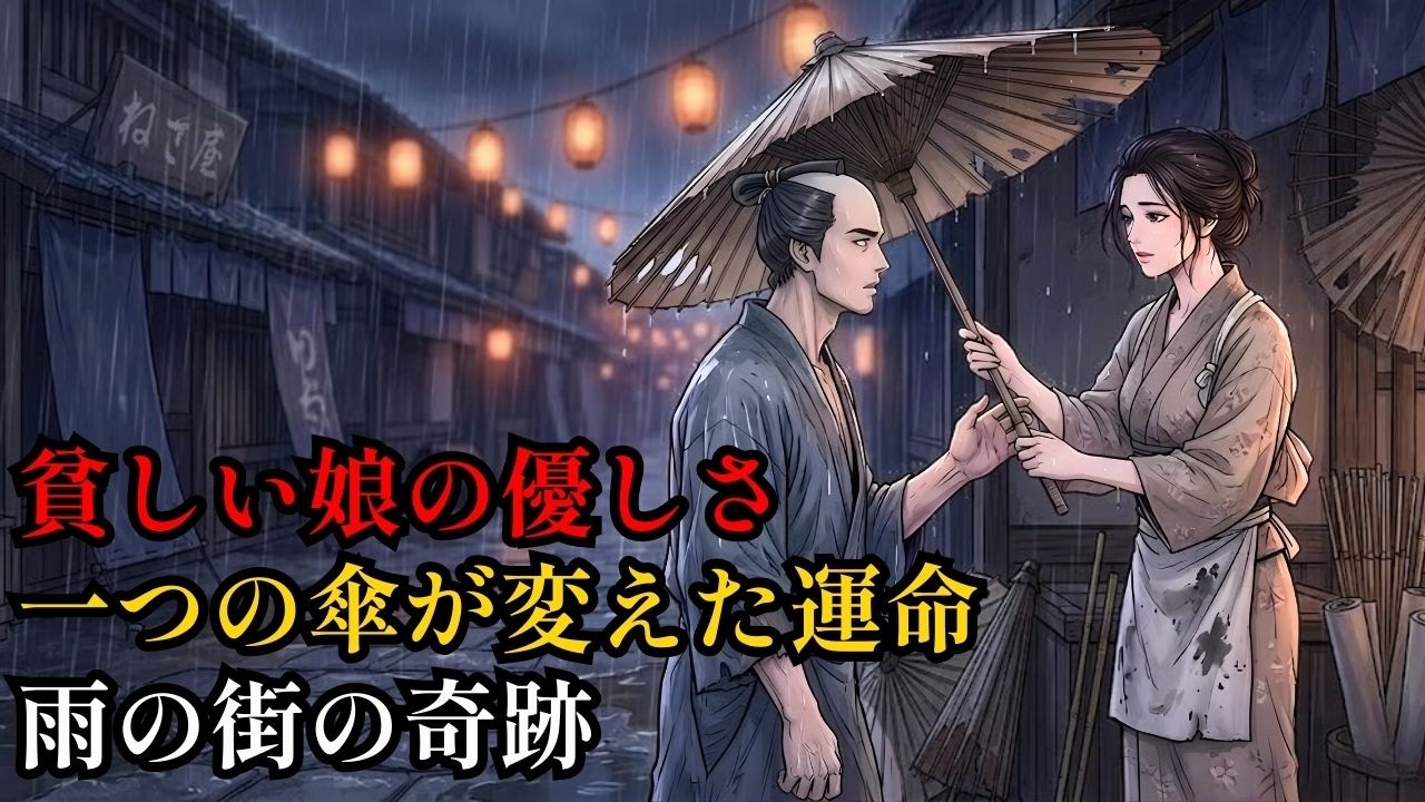 身分を隠して雨の街をさまよう領主――ボロ傘を差し出した和傘職人の娘、涙の求婚が二人の運命を変えた【日本昔話風物語】 | 野談 | 伝説 | 昔話 | 説話 | 民話.