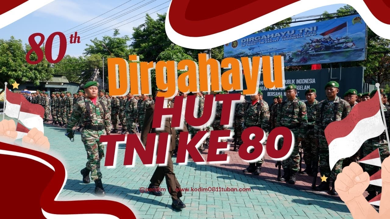 Berlangsung Khidmat, Kasdim 0811/Tuban Pimpin Upacara Peringatan HUT Ke-80 TNI di Lapangan Makodim