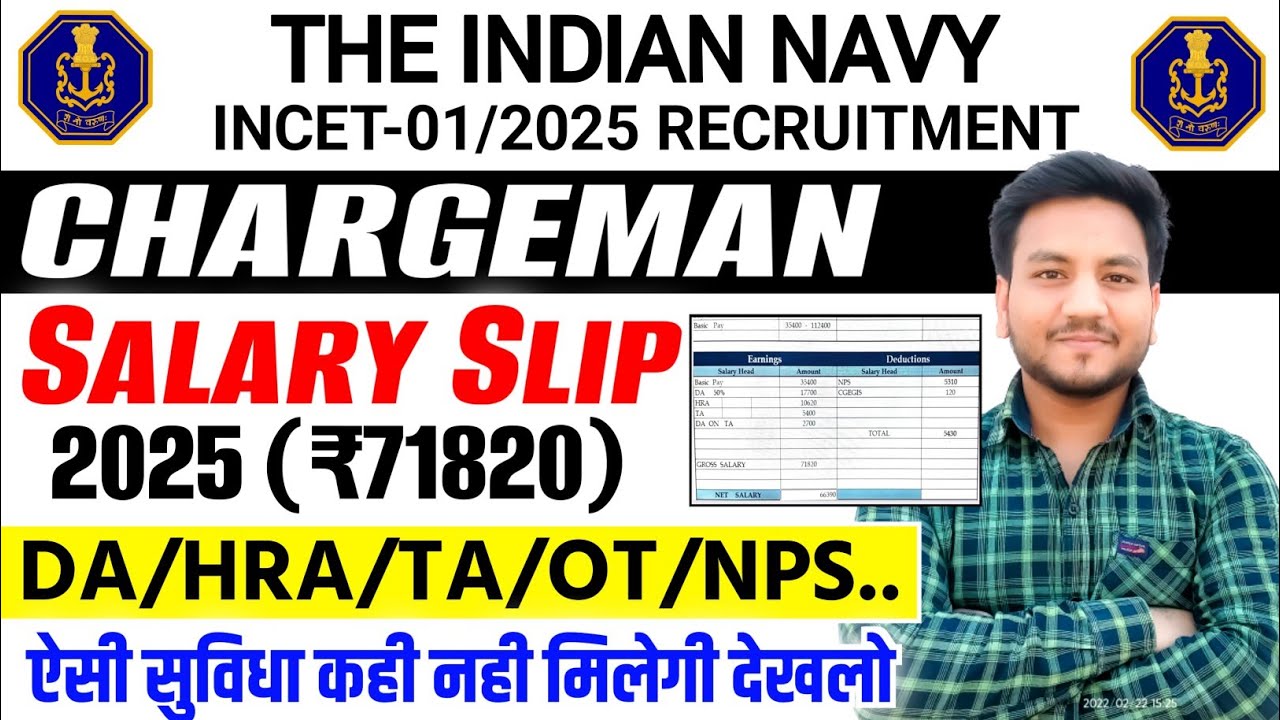 Navy Chargeman Salary Slip 2025 | Navy New Vacancy 2025 | Indian Navy INCET Vacancy 2025