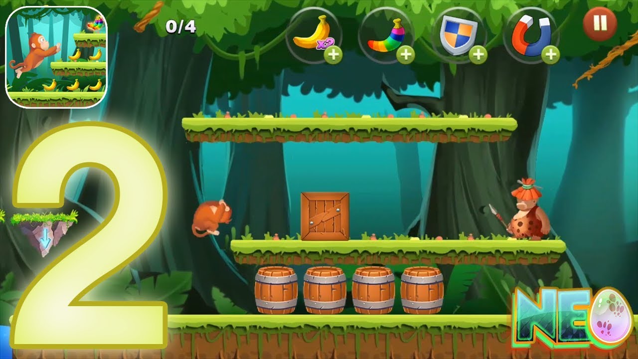 Jungle Monkey run: Gameplay Walkthrough Part 2 - Level 4-6 Completed! (iOS, Android)