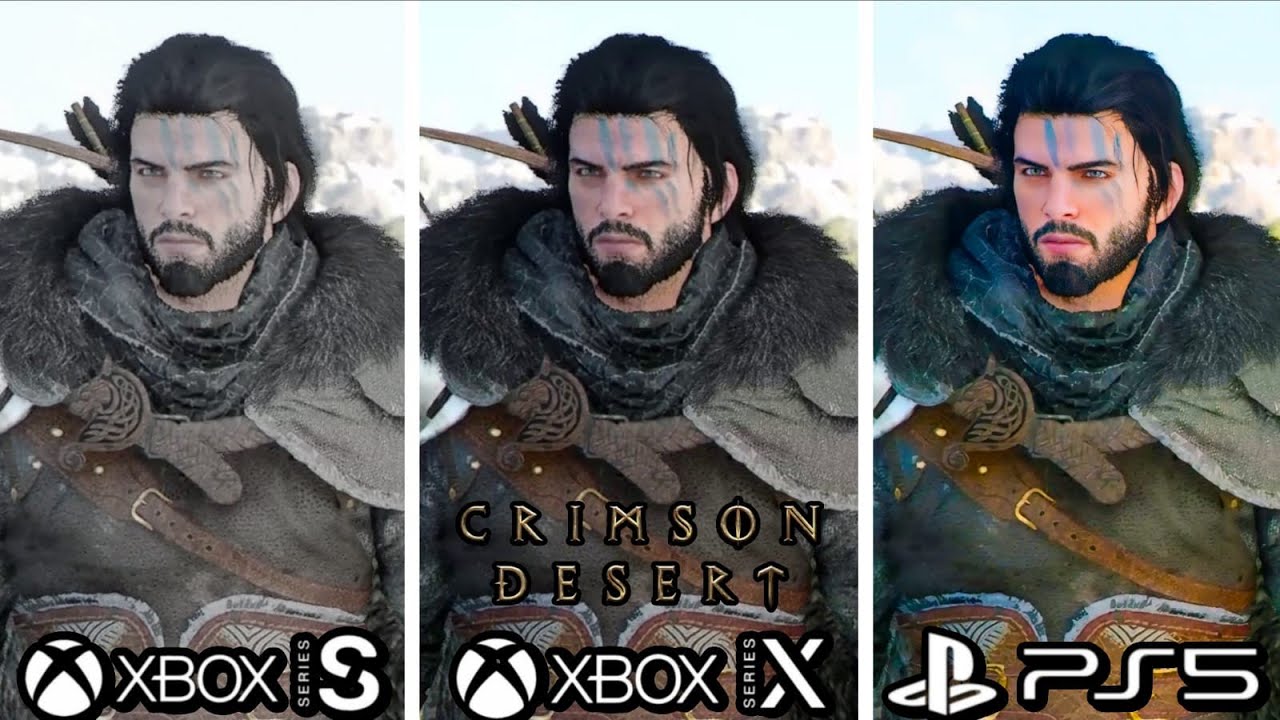 Сравнение графики Crimson Desert для PS5, Xbox Series X и Xbox Series S.