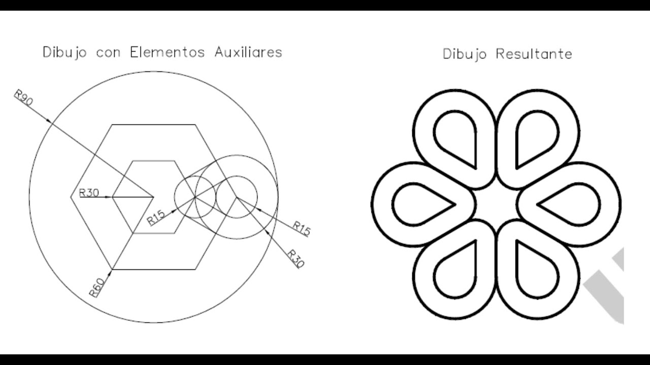 Figura hexagonal de flor en Autocad