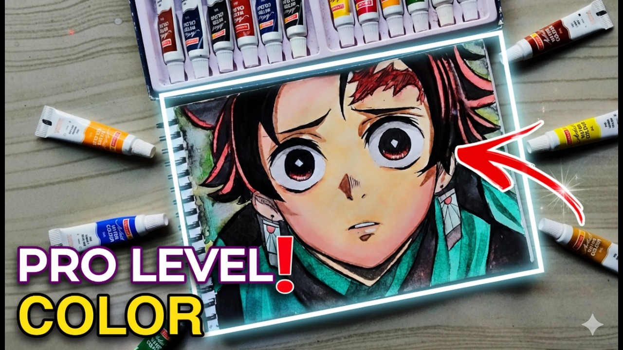 PRO LEVEL DRAWING! 🔥 Tanjiro Kamado Drawing ( Watercolor Tutorial )