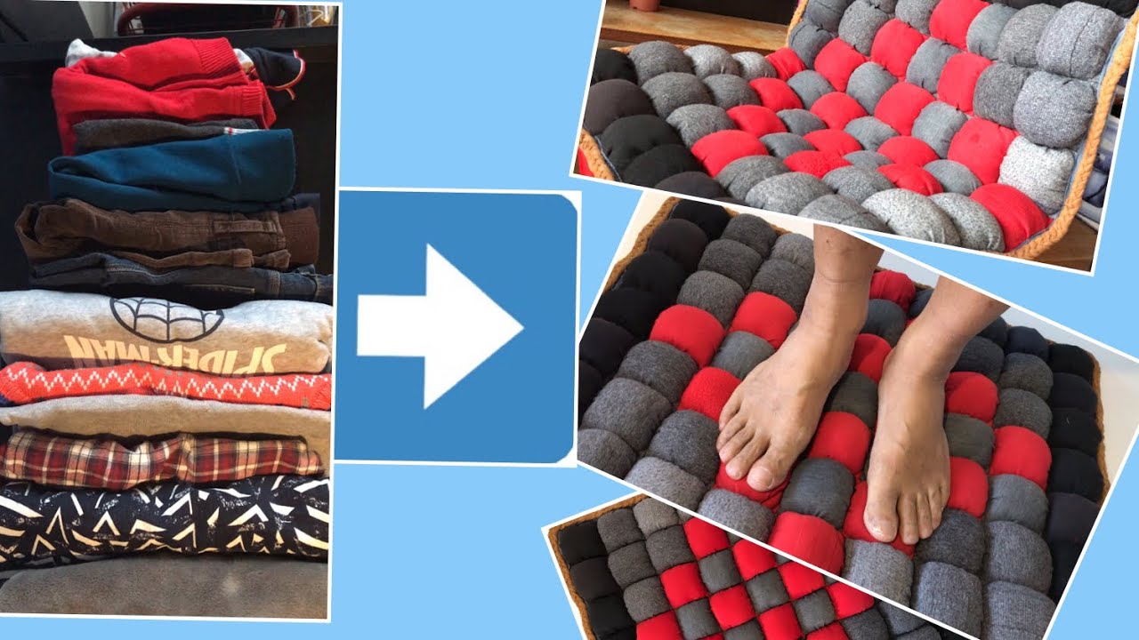 71【泡芙地垫制作技巧】自从学会了这样做地垫，家里的旧衣服再也不扔了，方法太棒了！