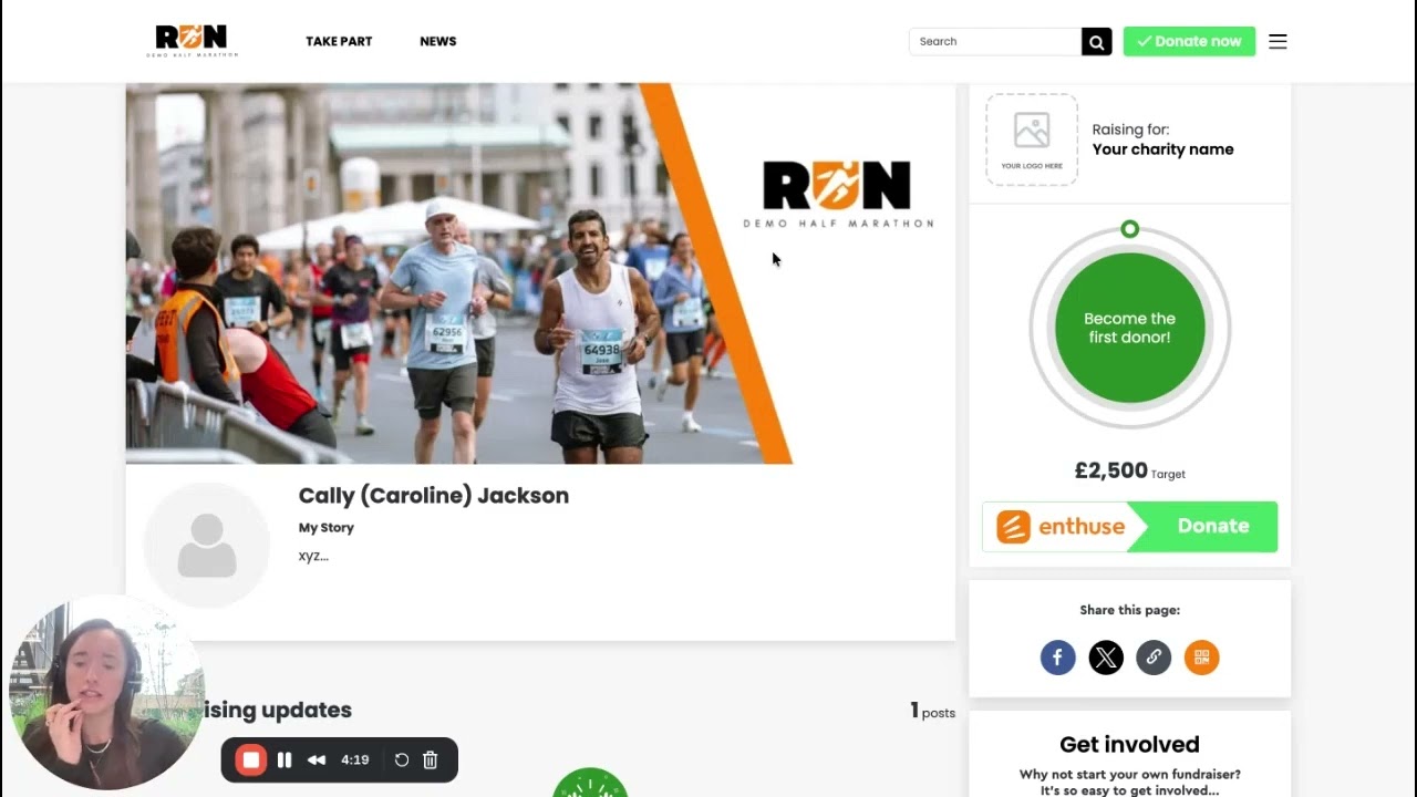 2. How to Log into Your Official Fundraising Page on Enthuse