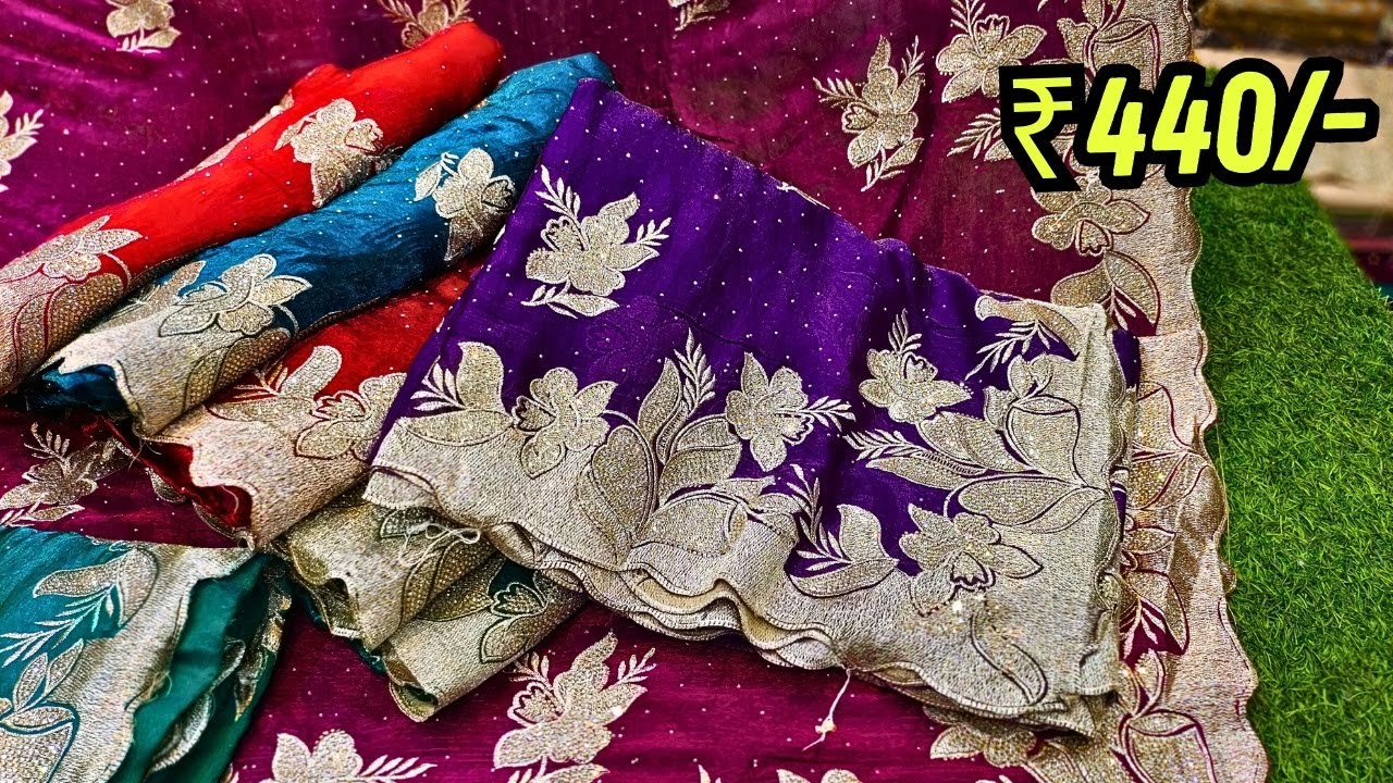 Wedding Sarees ₹440/- Fendi Silk Sarees Tisue Organza 💖Banarasi Sarees