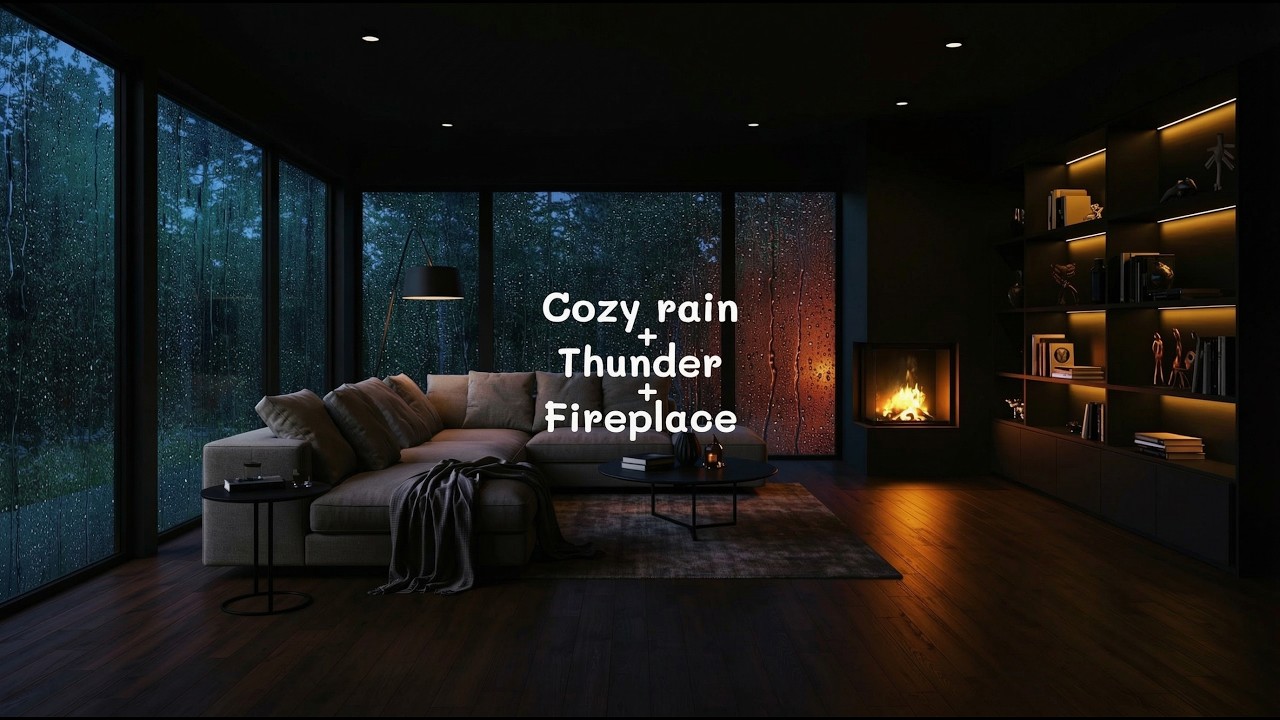 Cozy Rain & Thunderstorm Night with Fireplace 🔥 Relaxing Rain Sounds for Sleep