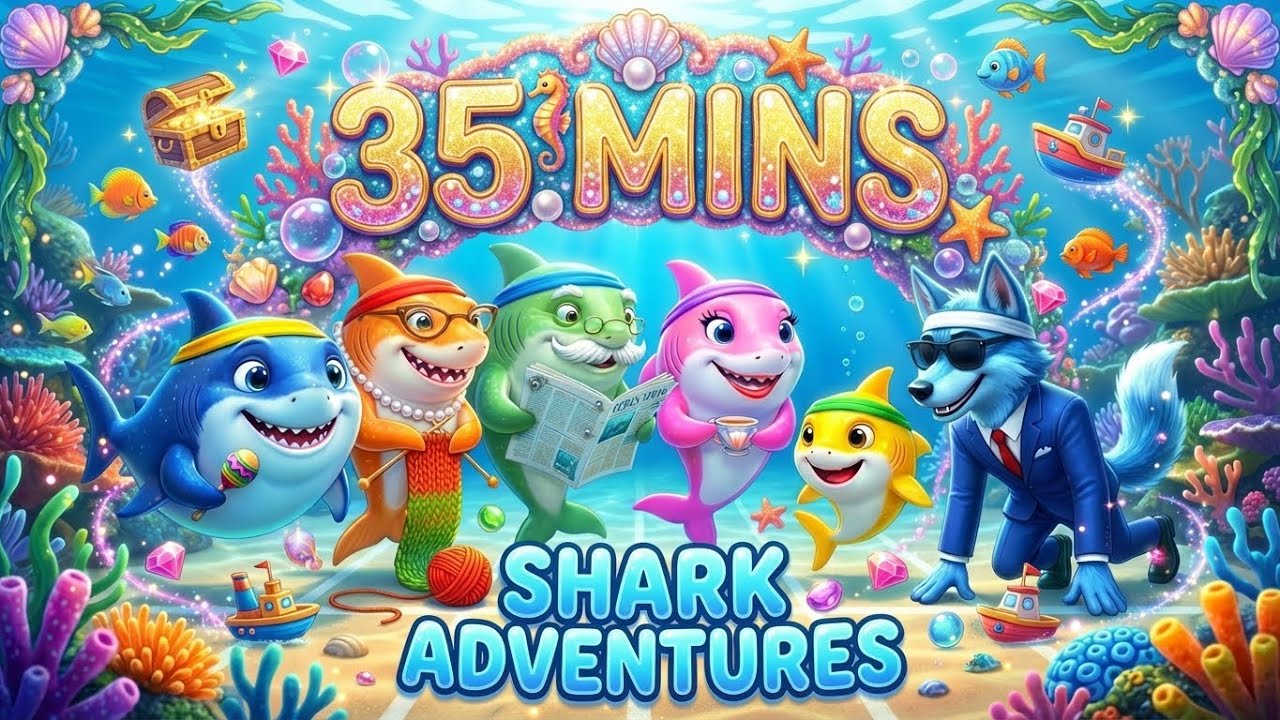 35 Mins Best Baby Shark Dance Party 🦈 Blue Wolf Kids Songs | Non-Stop Compilation
