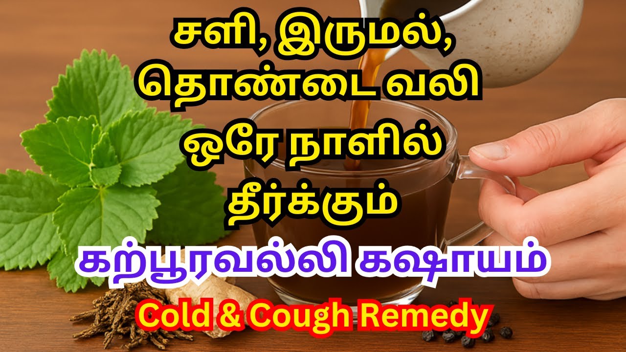 கற்பூரவல்லி கஷாயம் சளி, இருமல், தொண்டை வலி தீர்க்கும் இயற்கை மருந்து Karpooravalli home remedy Tamil