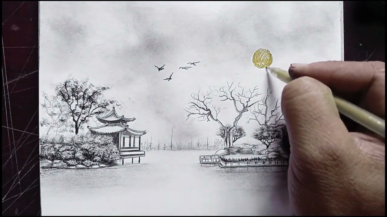 Learn to Draw Chinese Temple Scenery with Pencils | Easy for Beginners