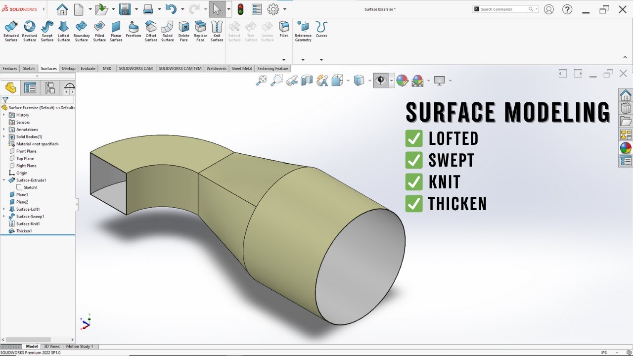 SolidWorks Surface Features Made Easy: Loft, Sweep, Knit, and More!